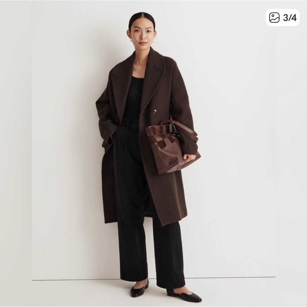 Madewell Gianna Dark Brown Insuluxe Fabric Coat